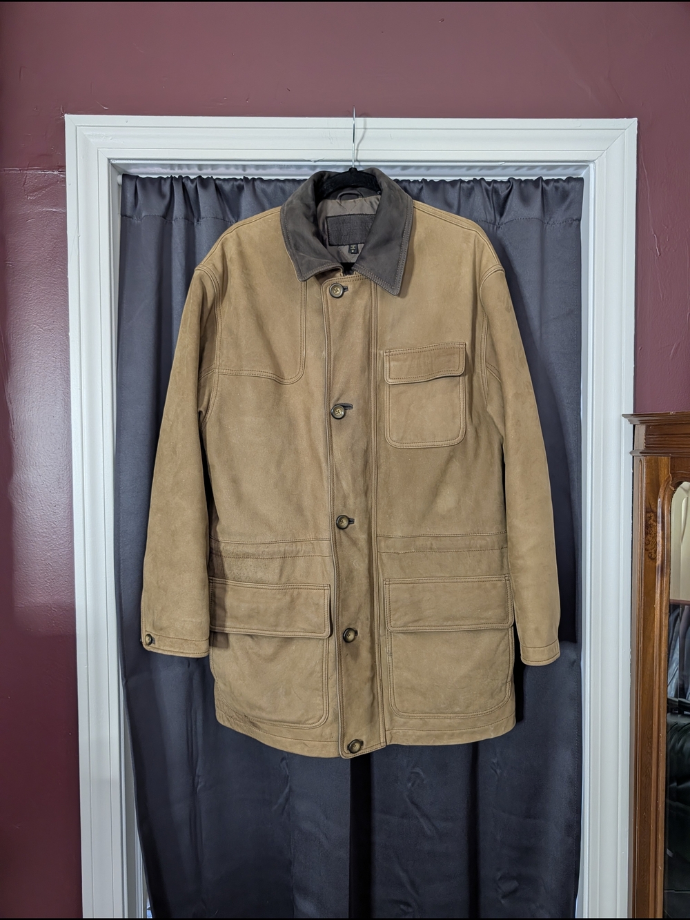 GOLDEN BEAR Vintage Suede Leather Blanket Flannel Lined Parka Jacket Coat M